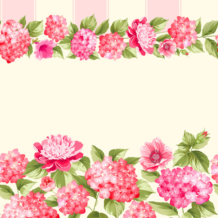 couleur rose Frontière de fleur rose avec des carreaux. Design élégant de carte vintage